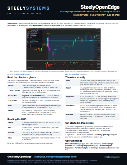 SteelyOpenEdge one-page guide, first page